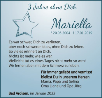 Traueranzeige von Mariella Dorl von WLZ