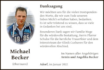 Traueranzeige von Michael Becker von WLZ