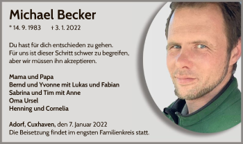 Traueranzeige von Michael Becker von WLZ