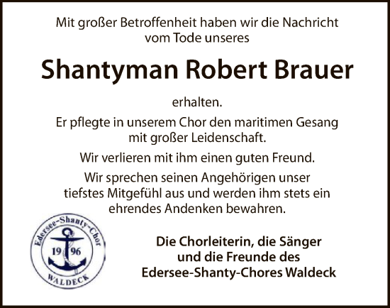 Traueranzeige von Robert Brauer von WLZ