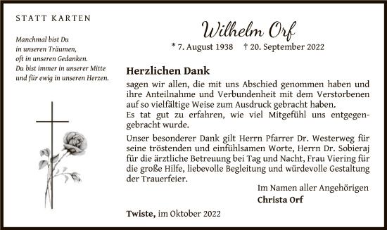 Traueranzeige von Wilhelm Orf von WLZ