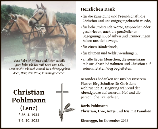 Traueranzeige von Christian Pohlmann von WLZ