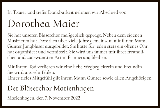 Traueranzeige von Dorothea Maier von HNA