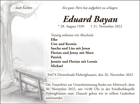 Traueranzeige von Eduard Bayan von WLZ