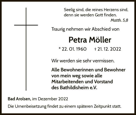 Traueranzeige von Petra Möller von WLZ