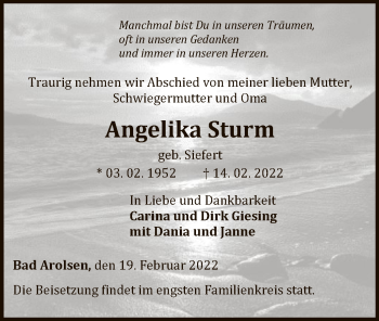 Traueranzeige von Angelika Sturm von WLZ
