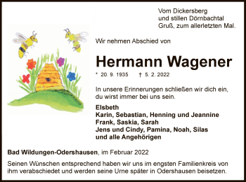 Traueranzeige von Hermann Wagener von WLZ