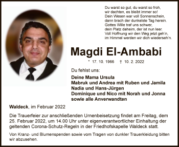 Traueranzeige von Magdi El-Ambabi von WLZ