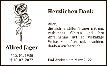 Traueranzeige von Alfred Jäger von WLZ
