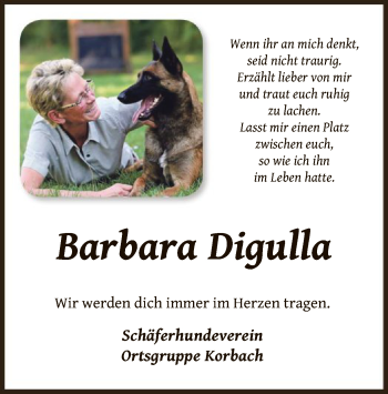 Traueranzeige von Barbara Digulla von WLZ