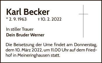Traueranzeige von Karl Becker von WLZ