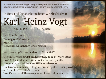 Traueranzeige von Karl-Heinz Vogt von HNA