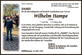 Traueranzeige von Wilhelm Hampe von WLZ