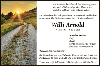 Traueranzeige von Willi Arnold von WLZ