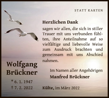 Traueranzeige von Wolfgang Brückner von WLZ