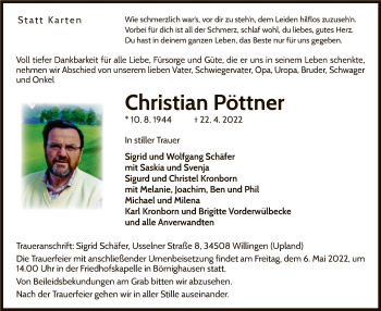 Traueranzeige von Christian Pöttner von WLZ