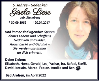 Traueranzeige von Gisela Liese von WLZ