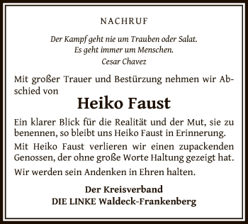 Traueranzeige von Heiko Faust von WLZ