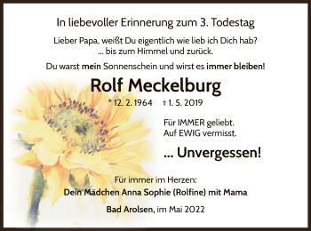 Traueranzeige von Rolf Meckelburg von WLZ