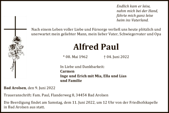 Traueranzeige von Alfred Paul von WLZ