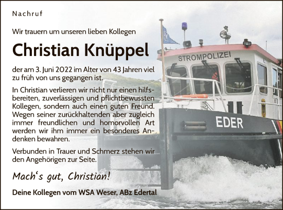 Traueranzeige von Christian Knüppel von WLZ