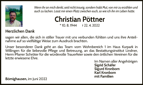 Traueranzeige von Christian Pöttner von WLZ