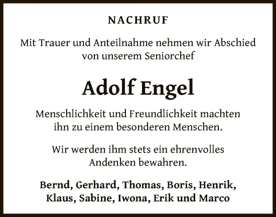 Traueranzeige von Adolf Engel von WLZ