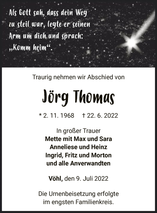 Traueranzeige von Jörg Thomas von WLZ