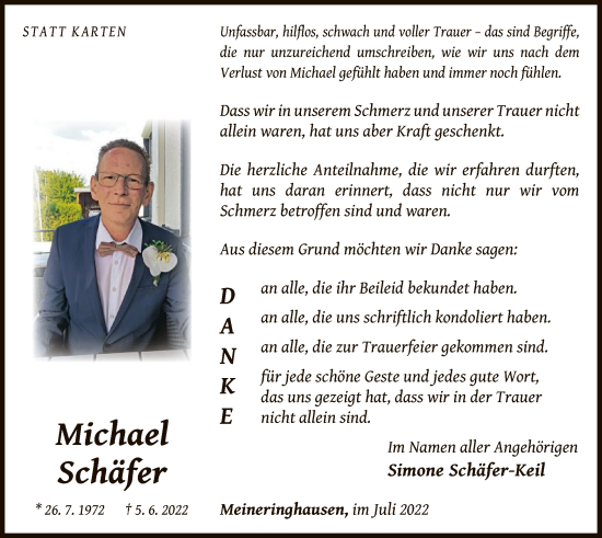 Traueranzeige von Michael Schäfer von WLZ