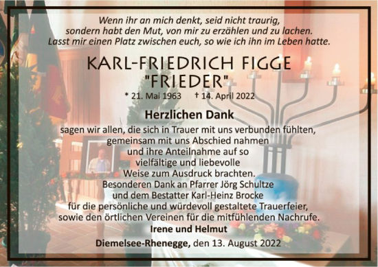Traueranzeige von Karl-Friedrich Figge von WLZ
