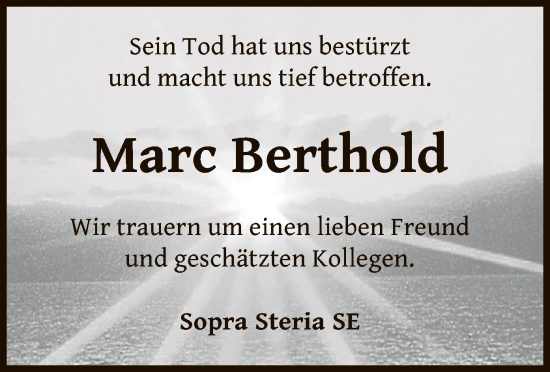 Traueranzeige von Marc Berthold von WLZ