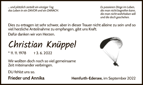 Traueranzeige von Christian Knüppel von WLZ