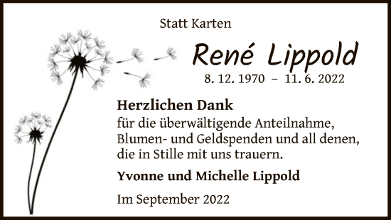 Traueranzeige von Rene Lippold von WLZ