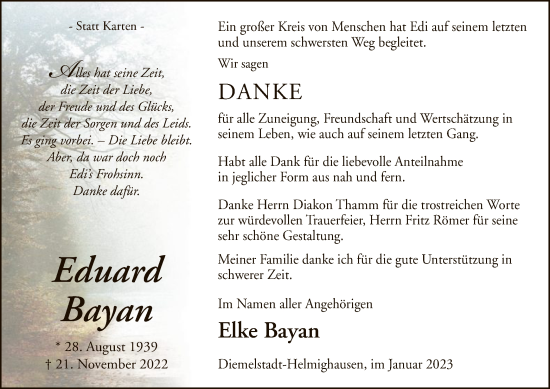 Traueranzeige von Eduard Bayan von WLZ