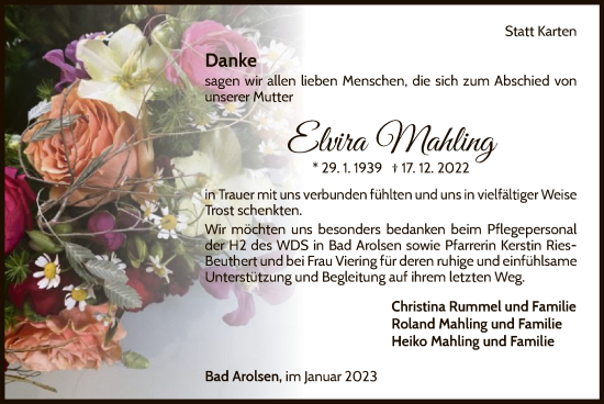 Traueranzeige von Elvira  Mahling von WLZ