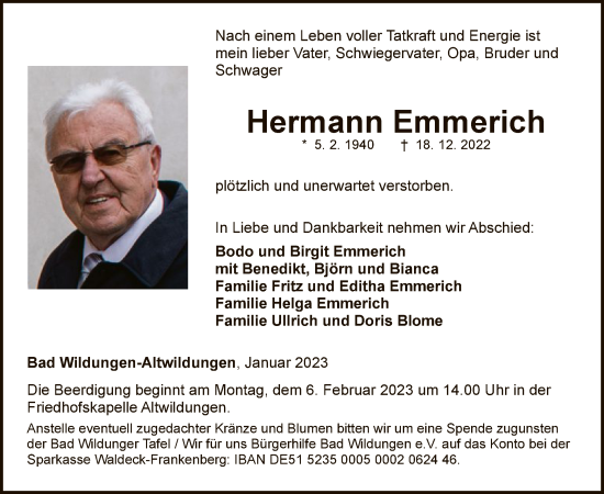 Traueranzeige von Hermann Emmerich von WLZ