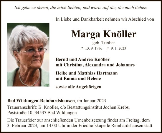 Traueranzeige von Marga Knöller von WLZ