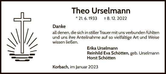 Traueranzeige von Theo Urselmann von WLZ