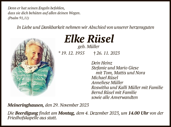 Traueranzeige von Elke Rüsel von WLZ