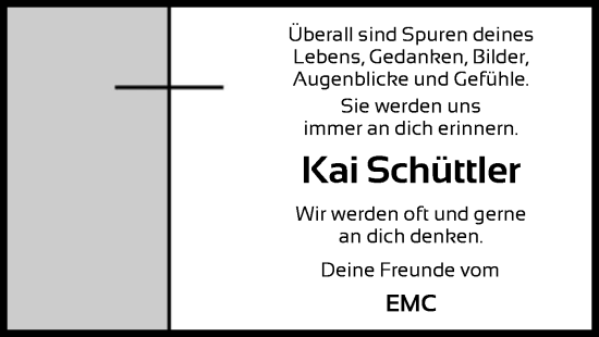 Traueranzeige von Kai Schüttler von WLZ
