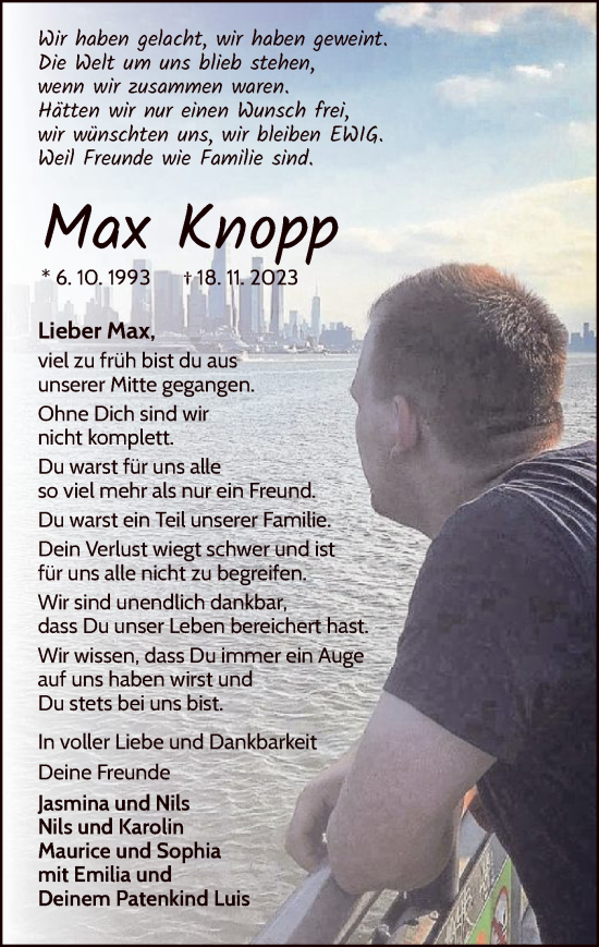 Traueranzeige von Max Knopp von WLZ