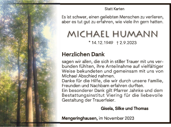 Traueranzeige von Michael Humann von WLZ