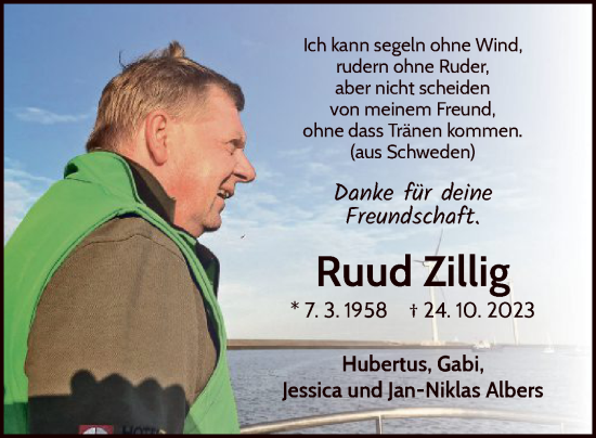 Traueranzeige von Ruud Zillig von WLZ