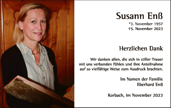 Traueranzeige von Susann Enß von WLZ