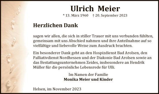 Traueranzeige von Ulrich Meier von WLZ