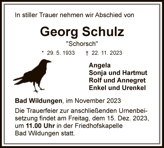 Traueranzeige von Georg Schulz von WLZ