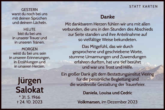 Traueranzeige von Jürgn Salokat von WLZ