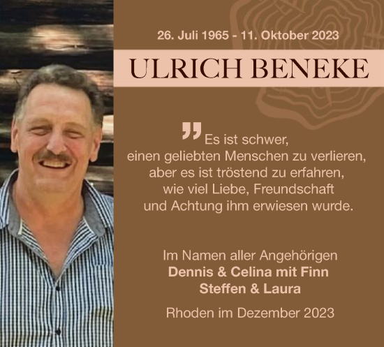 Traueranzeige von Ulrich Benecke von WLZ