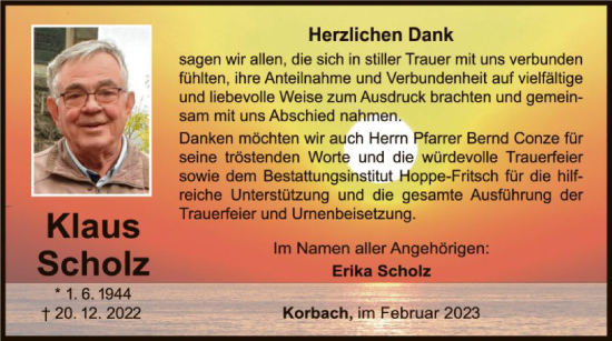 Traueranzeige von Klaus Scholz von WLZ