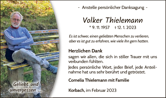 Traueranzeige von Volker Thielemann von WLZ